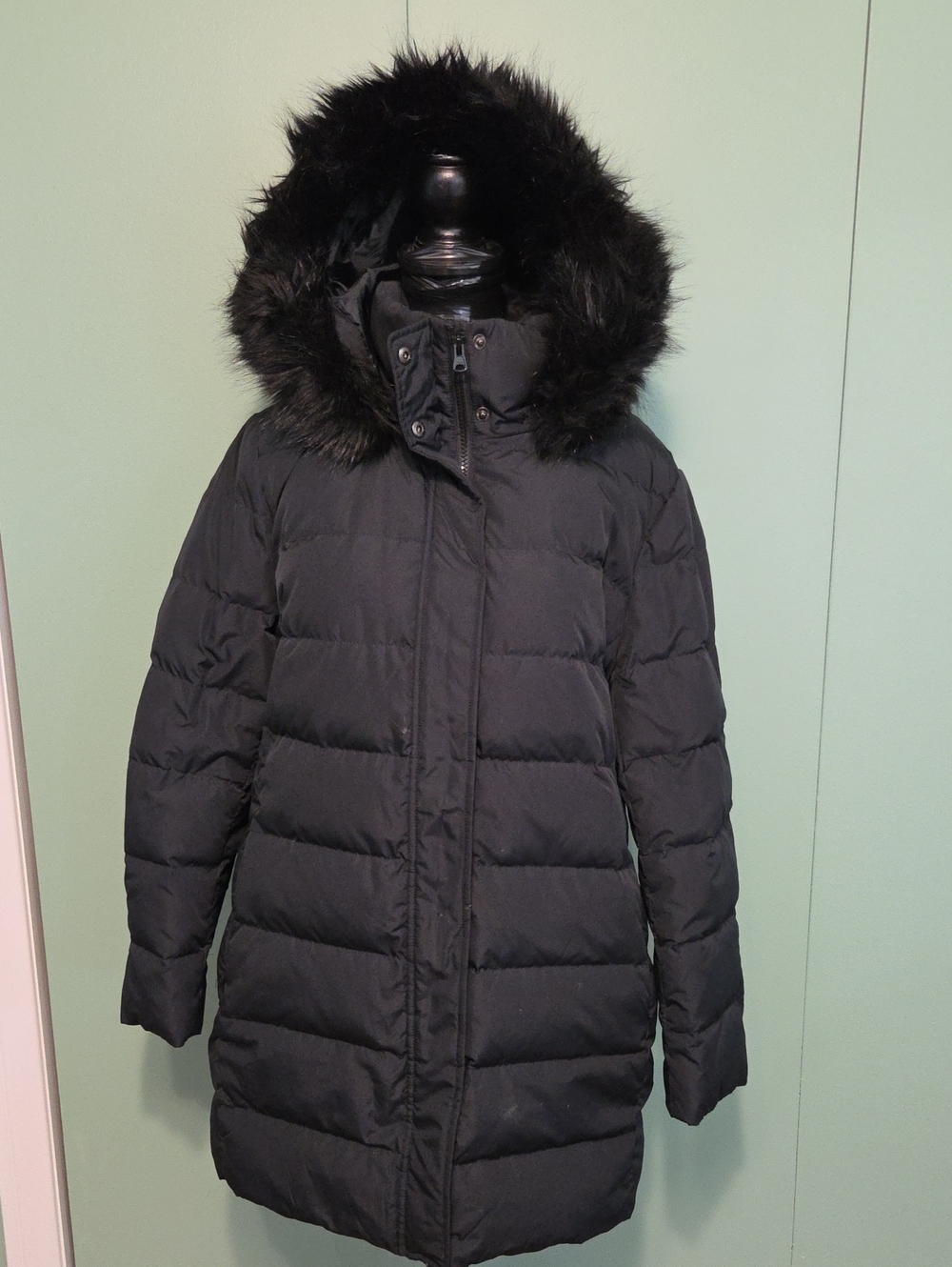 Lands End Black Goose Down Filled Coat Size Large